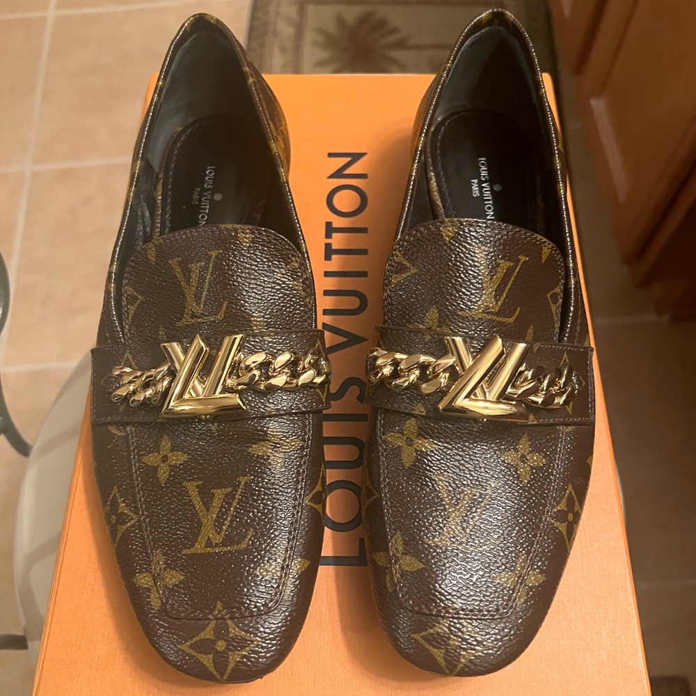 Louis Vuitton Women’s Monogram Loafers, size 37 1/2, pre-owned